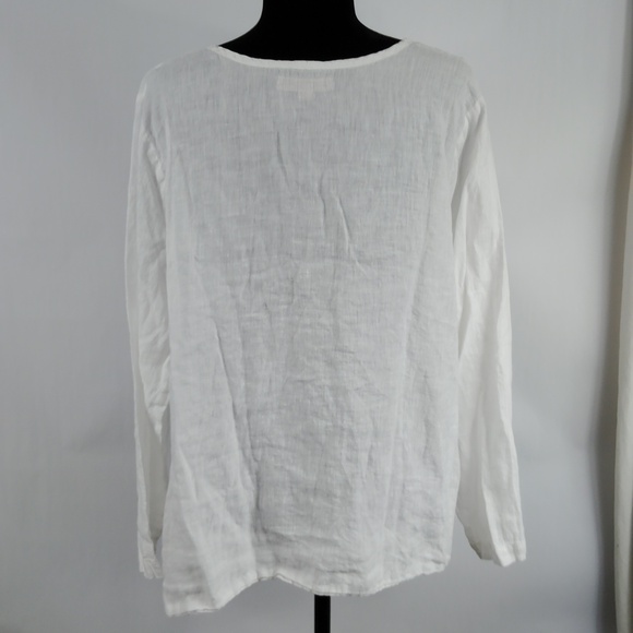 Flax White Linen Long Sleeve Top - Picture 7 of 8
